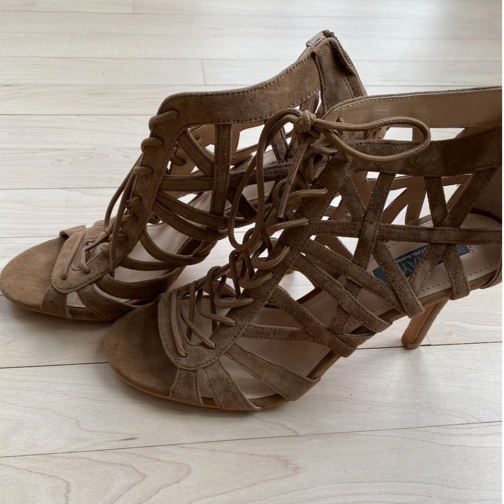 SAKS FIFTH AVENUE GRAY Cage Sandals